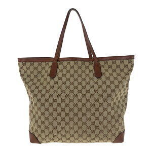Gucci Canvas Leather Tan Bag Shoulder GG Beige Tote Brown